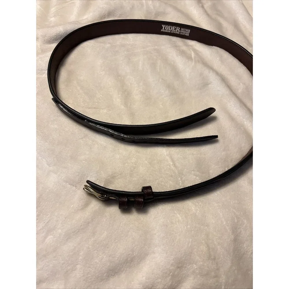 Genuine Leather Amish Made Texas Ranger Style Belt Brown With Brass‎ Buckle